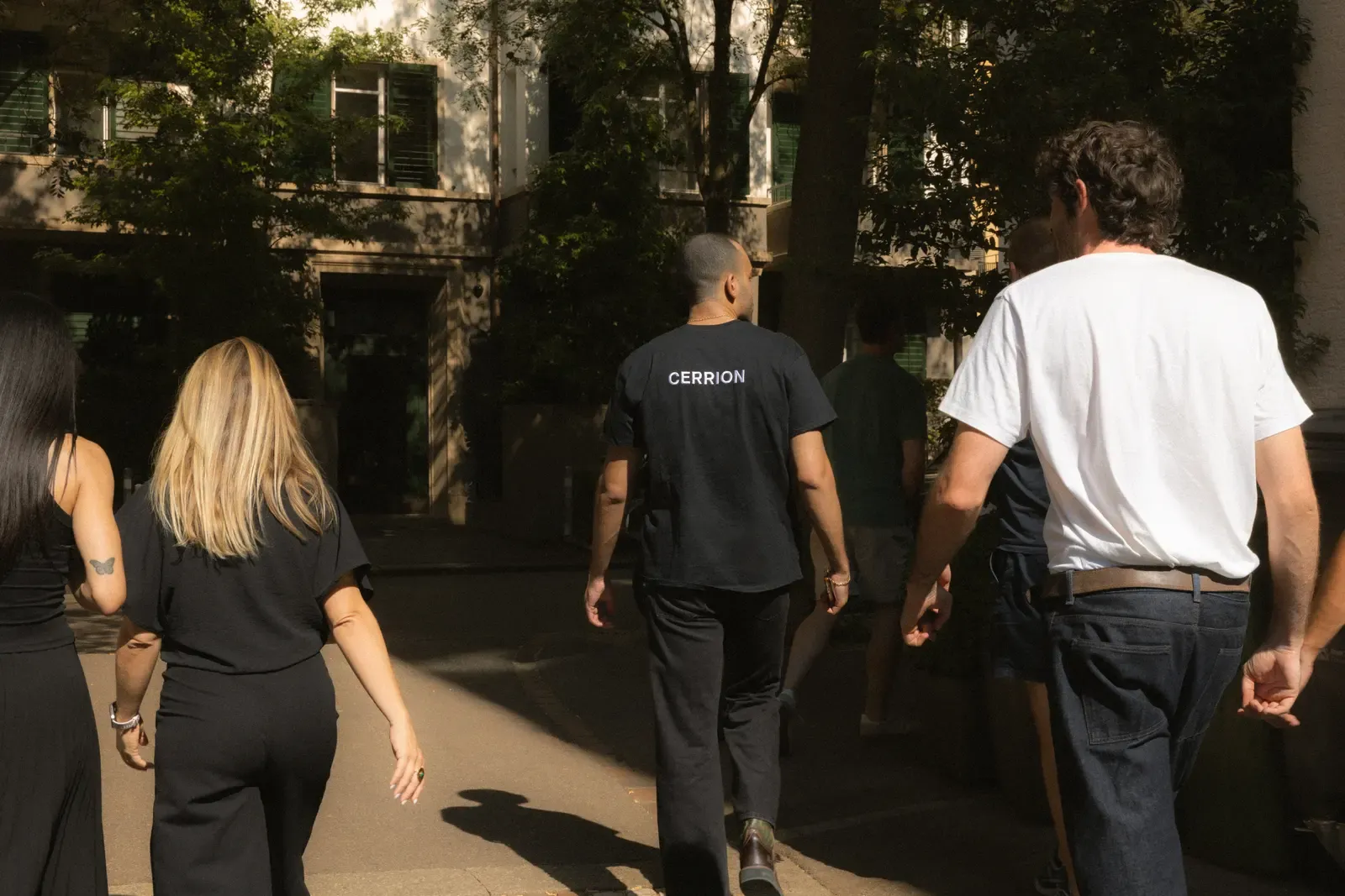 Cerrion team walking through a courtyard